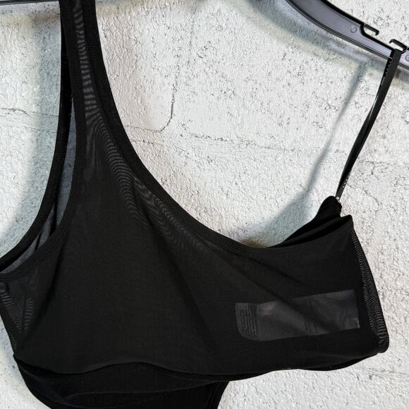 DKNY Women's Double-Layer 1 Shoulder Mesh-Combo Bralette black Medium - Picture 3 of 10
